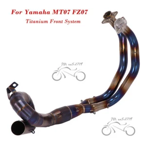 For Yamaha MT-07 FZ07 Titanium Blue Exhaust System Front Header Link Pipe 51mm - Foto 1 di 5