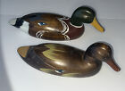 Vintage Pair Hand Carved Painted Wooden Mallard Duck Decor 14? Made In Taiwan