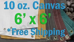 6 Ft. x 6 Ft. 10 Oz. Cotton Canvas Breathable Water Resistant Tarps - Picture 1 of 7