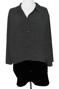 Top túnica Chico's negro a rayas bloques de colores manga larga cuello talla 3/XL/16 - Imagen 1 de 4
