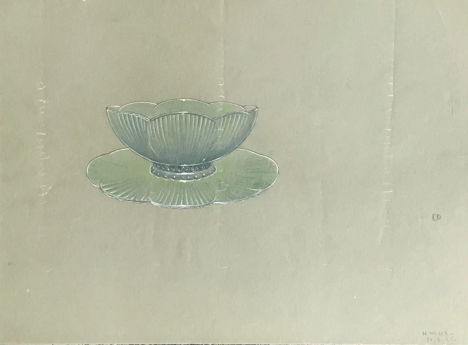 Pierre D'AVESN - Dibujo Original - Lápiz y Gouache - Proyecto de Cuenco 1 Foto 1 de 1