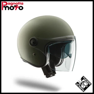 CASCO JET TUCANO URBANO EL' FAST CON PARASOLE VERDE AIRBORNE OPACO VARIE TAGLIE - Foto 1 di 1