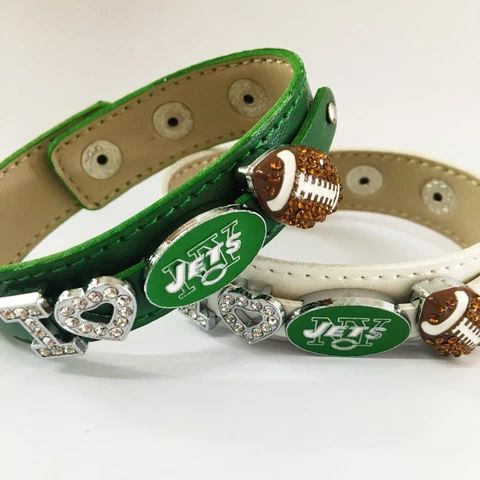 I Love New York Jets Rhinestone Football Bracelet / Jets Fans Cover