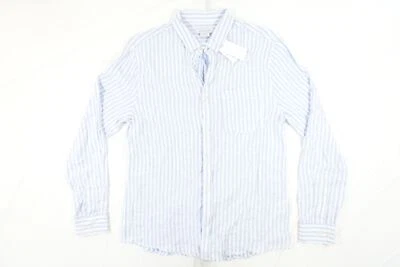 CAMISA DE ALGODÓN EN PRENDAS A RAYAS AZUL CLARO BOTÓN GRANDE FRONTAL PARA HOMBRE NUEVA CON ETIQUETAS NUEVA Foto 1 de 4