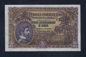 Portugal Portuguese Angola 2 1/2 Angolares 1926 P-65 AUNC - Picture 1 of 2