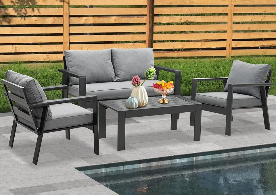MeXo 4-Sitzer Balkonmöbel Set Alu Gartenmöbel Set Sitzgruppe Lounge Gartenset - Bild 1 von 2