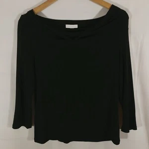 Charter Club Women's Size Medium Black Tunic Top 3/4 Sleeve Cowl Neck - Picture 1 of 7