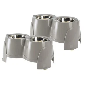 2er Sparpack Futterstation Doppelnapf mit 2 Edelstahlnäpfen ERGO FEEDER 1500 ml - Bild 1 von 3
