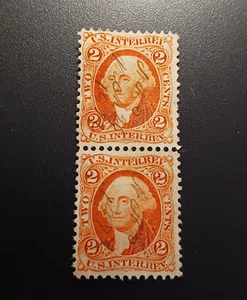 1862-71 #R15c US Revenue stamp pair used Hand Canceled 1872 - Picture 1 of 2