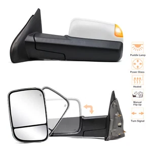 Tow Mirrors Power Heated Fits 2002-08 Ram 1500 03-09 Ram 2500 3500 LH RH Chrome - Picture 1 of 11