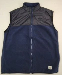 Eddie Bauer Workwear Vest Mens L Full Zip Fleece Embroidered Blue Black - Picture 1 of 10