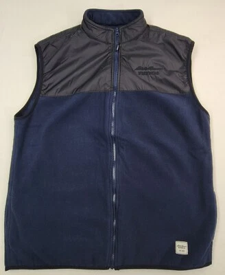 Eddie Bauer Workwear Vest Mens L Full Zip Fleece Embroidered Blue Black - Image 1 of 4