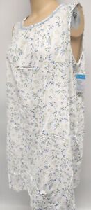 NWT Womens 100% Cotton Knit Sleeveless Nightgown White Floral Croft & Barrow