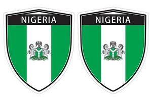 Nigeria Flag window car shield vinyl decal bumper sticker x2 SH036 - Foto 1 di 4