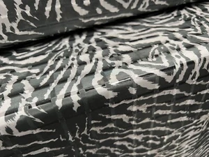 Satin Jacquard Woven Dress Fabric, Per Metre - zebra print - charcoal & white - Picture 1 of 3