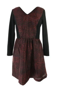 Kensie Nuovo Nero-Rosso 3/4-Sleeve Lace-Inset Abito XS - Foto 1 di 2