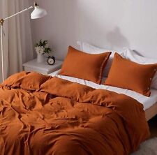Burnt orange Duvet cover Washed Cotton Duvet Cover With 2 Matching  Pillow Cover