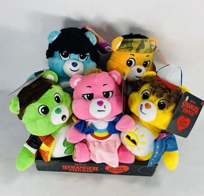 New! Complete Set - 5 Care Bears x Stranger Things 9" Plush & Tray 2025 Netflix