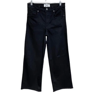 Reformation EMMA HIGH RISE WIDE LEG JEAN Women’s 27 Black Stretch Denim Raw Hem - Picture 1 of 10