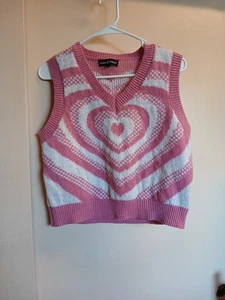 Almost Famous Women's Polyester Sleeveless Sweater Sz XL Pink And White - Picture 1 of 4