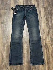 Pantalones de mezclilla plateados para mujer Tuesday tiro bajo ajustados W28 L31 índigo elásticos - Imagen 1 de 8