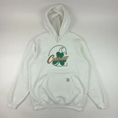 Sudadera con Capucha Carhartt Para Hombre Mediana Crema Beige Trébol Calce Suelto Ropa de Trabajo Foto 1 de 4