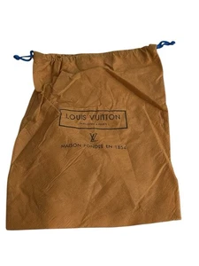 Authentic Louis Vuitton “13”x10” Beige Dust Bag W/Blue Drawstring - Picture 1 of 7