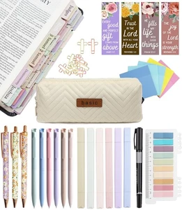Bible Study Supplies Journaling Kit with Tabs and Highlighter, Pen Case, Book... - Foto 1 di 5