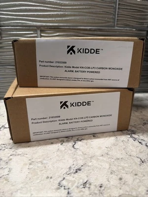 NUEVO - Juego de 2 Detectores de Monóxido de Carbono Kidde Alimentados por Batería Alarma de CO con LED Foto 1 de 4