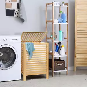 Bamboo Laundry Hamper with Lid, Large Clothes Laundry Sorter with Removable - Picture 1 of 7
