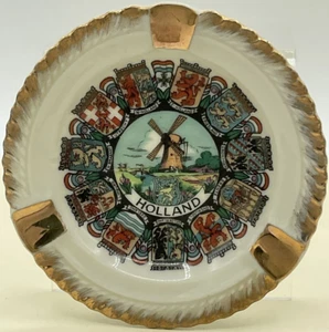 Vintage Holland Ashtray Tobacciana Trinket Dish Crests Windmill Dutch MCM - Picture 1 of 5