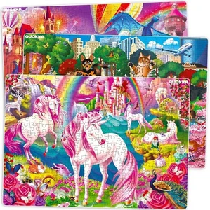 QUOKKA 300 Pieces Puzzles for Kids Ages 10-12 - 3X Set Floor Jigsaw Puzzles for - Picture 1 of 8