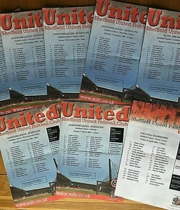 HOJAS OFICIALES DEL EQUIPO SHEFFIELD UNITED VARIOS OPONENTES QUE ELIJAS ~ 2003-2005 - Imagen 1 de 16