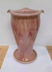 Fluted Art Nouveau Style Pink Art Pottery Vase by Gwenny, handmade Wales - Picture 1 of 8