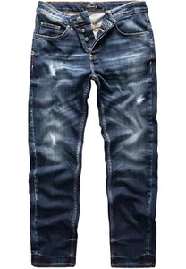 Pantalones de mezclilla de corte recto regular para hombre Destroyed R7998 - Imagen 1 de 5