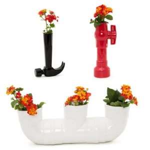 Vase Rohr Hammer Helio Ferretti Keramik Abfluss Blumenvase Werkzeug Übertopf - Picture 1 of 17