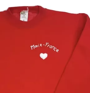 Vintage Marie Paris Heart Sweatshirt Size M Fruit of the Loom Hand Embroidered - Picture 1 of 8