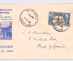 TRINIDAD & TOBAGO Cover *Whitehall* 1948 CDS Illustrated STAMP EXHIBITON E YX161 - Picture 1 of 8