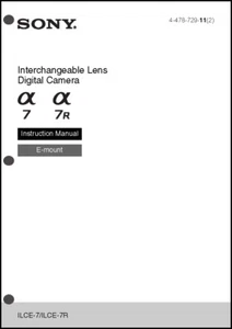Sony Alpha A7 A7R Digital Camera User Guide Instruction Manual ILCE-7/ILCE-7R - Picture 1 of 1