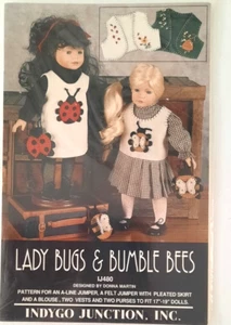 Indygo Junction Lady Bugs & Bumble Bees 17-19" Doll Clothes Pattern #IJ480 1997  - Picture 1 of 5