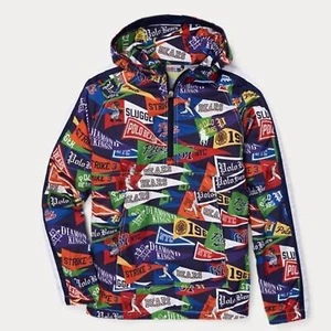 Polo Ralph Lauren Bears Pennant Flag Baseball Packable Pullover Anorak Kids S/M - Picture 1 of 12