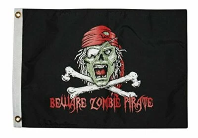 Taylor Made Pira-Tude "Beware Pirate Zombie" Double Sided Flag 12"x18" (#1610) - Image 1 of 3
