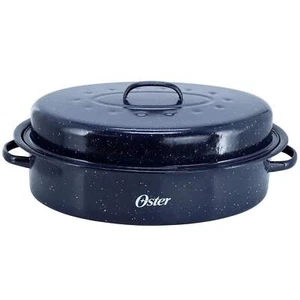 Oster Castillo 17.7 x 13.8" Enamel on Steel Roaster Pan w Lid in Navy Blue - Picture 1 of 1