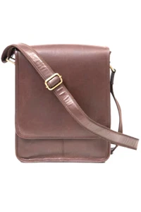 SHOULDER BAG BROWN IRISH LEATHER "MESSENGER" - Picture 1 of 3