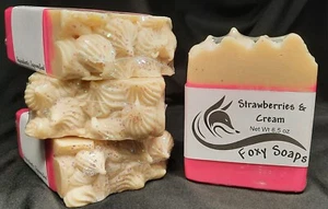 Strawberries & Cream Goat Milk Homemade Artisan Soap - Picture 1 of 3