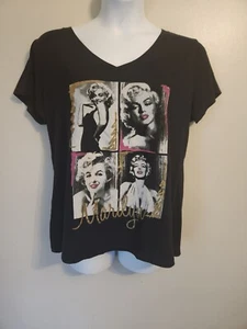 Marilyn Monroe Collage Black with Gold Glitter Black T Shirt Womens Sz 3XL - Picture 1 of 2