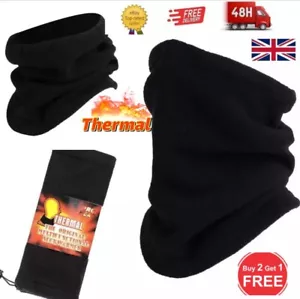 Thermal neck warmer black, PRO HEAT, snood winter scarf, Mens & Women's fleece - Picture 1 of 12