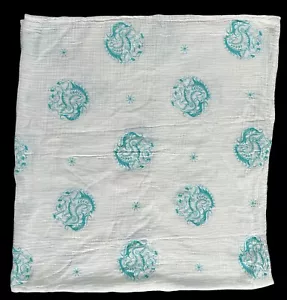 Bambino Land Turquoise Blue Unicorns Organic Cotton Muslin Swaddling Blanket - Picture 1 of 4