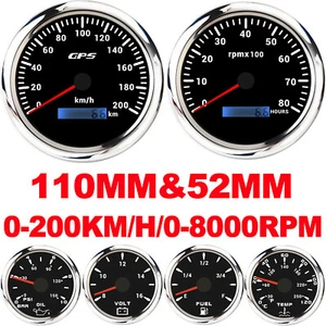 6 Gauge Set 110mm GPS Speedometer 200km/h Tacho 8000RPM&52MM Fuel/Oil/Temp/Volt  - Picture 1 of 17