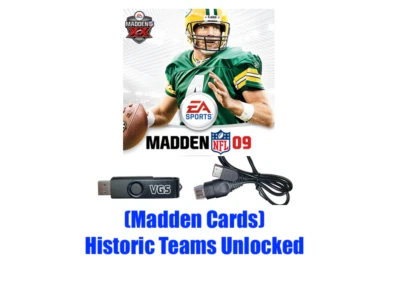 Madden NFL 09 Roster Historic Teams Unlocked Save Original Xbox USB + Cable 2009 - Image 1 of 2